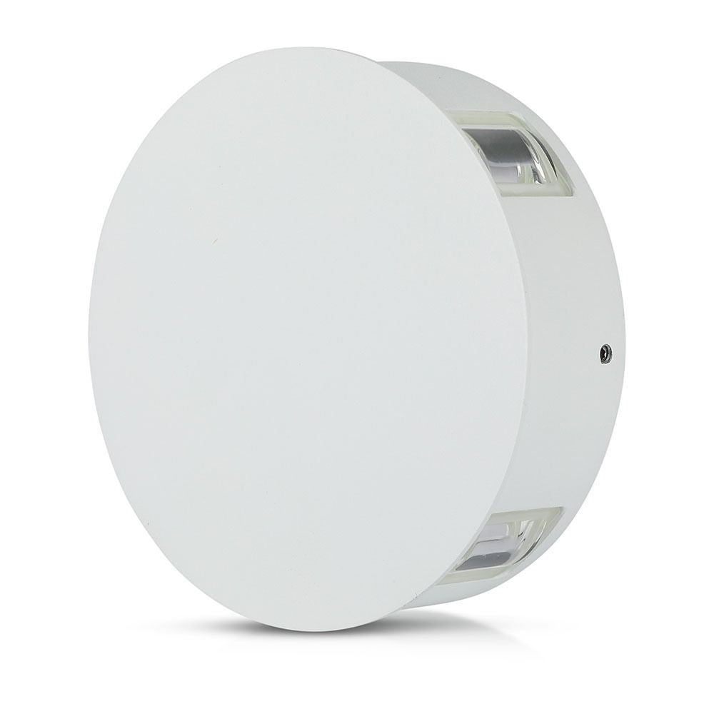 V-Tac 4W LED hvid væglampe - Rund, IP65 udendørs, 230V, inkl. lyskilde