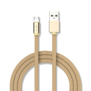 1m Micro USB Fletkabel - Guld, Bomuldsstof, Ruby Serie