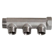 3/4" x 1/2" 3-grens CC 35 fordelerrør messing TEA belægning u/kobl.
