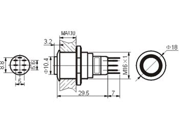 ProSwitch - Stålkontakt, 1P ON-ON Ø16mm ORANGE ring