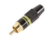 RCA(Phono) han - Forgyldt spids, Sort hus, Gul ring