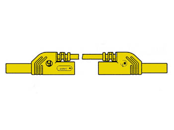 Kontaktbeskyttet testledning - 2x4mm, Stabelbar, Gul (50cm)