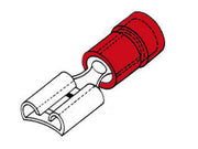 Rød kabelsko - Spadefatning 4,8mm hun, 0,4-1,4mm² (100 stk.)