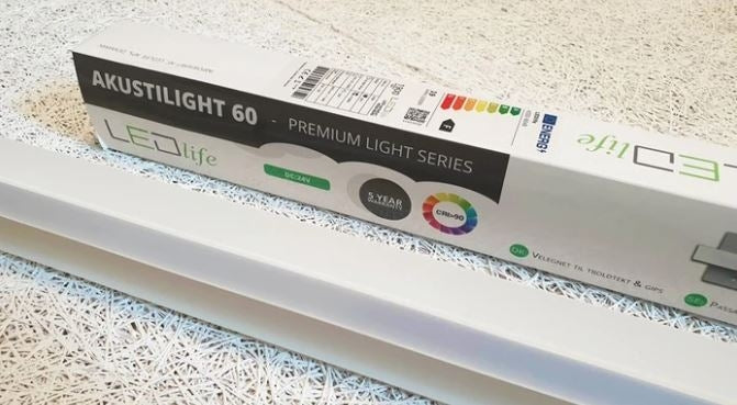 LED lysskinne 35W 120 cm 3000K til Troldtekt og akustikloft, 24V