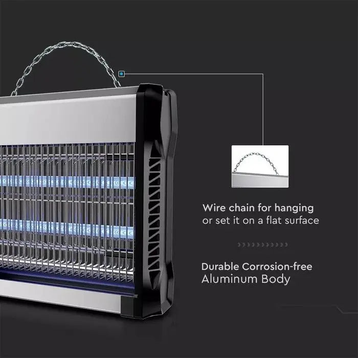 V-Tac insektlampe - 2x15W, indendørs, UV-lys, dækker 100m2
