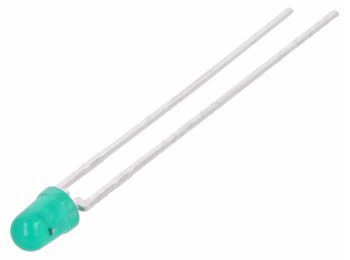 3mm 12V LED - Rund, GRØN diffus (1560mcd 30°)