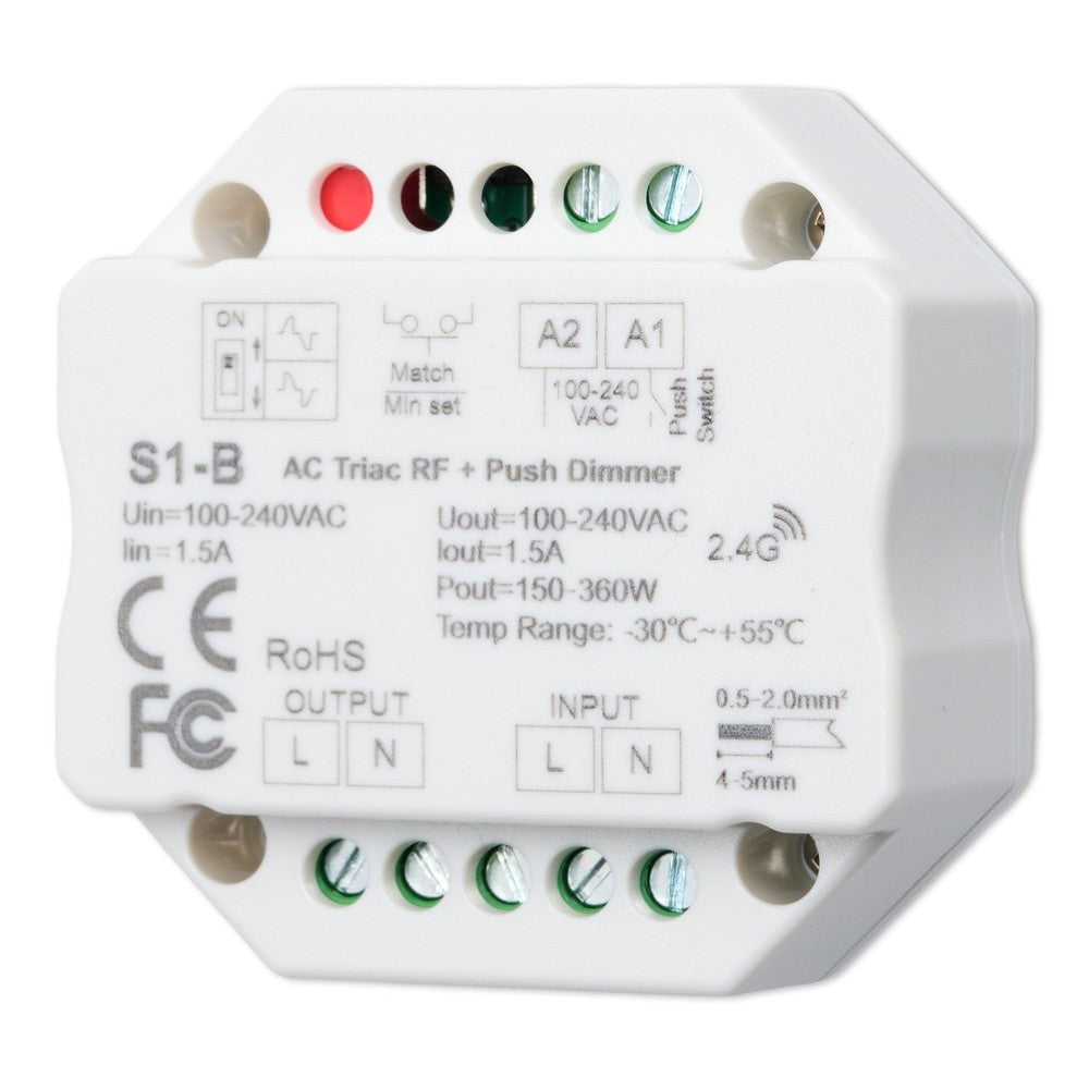 LEDlife rWave indbygningsdæmper - RF, push-dim, 200W LED dæmper, til indbygning, 230V