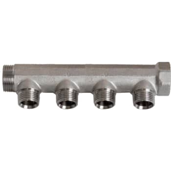 3/4" x 1/2" 4-grens fordelerrør messing TEA belægning u/kobl.