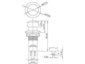 Trykkontakt - 1P OFF-(ON) 3A/125V, Sort (Ø10,2mm)