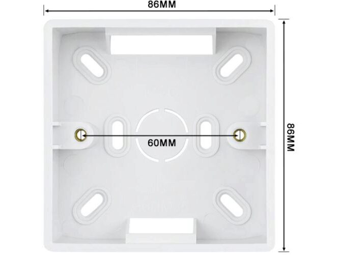 Underlag til 86x86mm vægdåser (int. std.) - Hvid