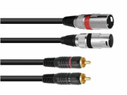 Prof. audiokabel - 2 x XLR han > 2 x RCA(Phono) han (3m)