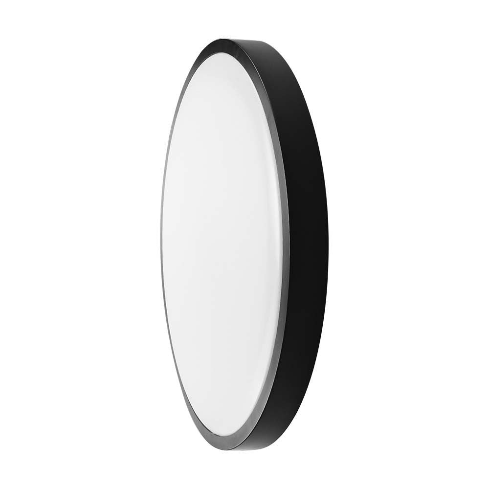 24W LED Kuppel Lys - 3000K, Rundt, Sort Ramme, IP44, 2500lm, RA80