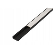 PVC profil 16x7 til LED strip - 2 meter, sort med mælkehvidt cover