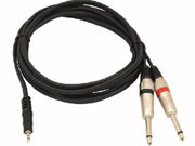 Audiokabel - 3,5mm st.JACK > 2 x 6,35mm mono JACK han (6m)