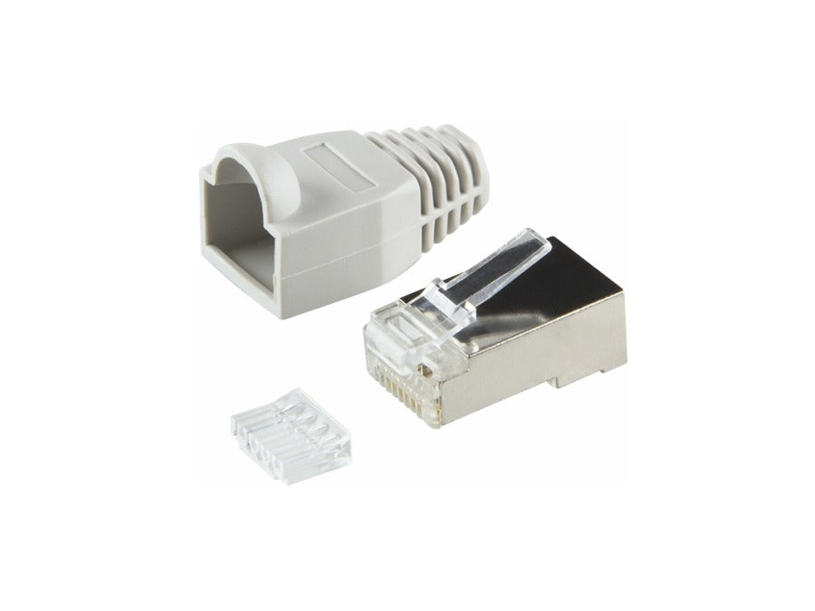 RJ45 modularstik - 8P8C, CAT6 skærmet, Grå afl. (100 stk.)