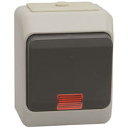 Stænktæt afbryder 2-polet m. lampe - grå