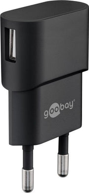 Netadapter - 100-240V til 5Vdc / 1A USB hun, kompakt, Sort