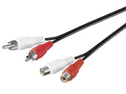 Phonokabel - 2 x RCA han til 2 x RCA hun (2,5m)