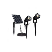 V-Tac 2x1.2W Sorte Solcelle Havelamper med Spyd - 5W, IP65, 2x90lm, RA80, 3 års producentgaranti