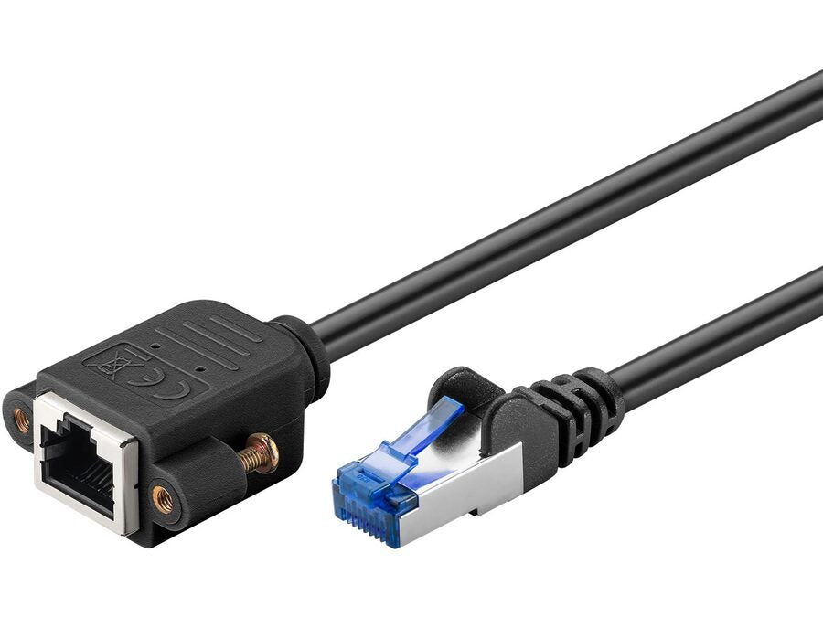 CAT6a forlængerkabel - S/FTP, for montage, Sort (1m)