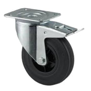 Transporthjul, drejeligt m. bremse, 160mm, 135kg belastning