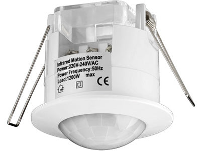 PIR bevægelsessensor - 230Vac / 1200W, 360° til indbygn.