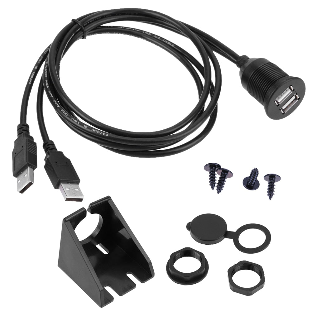 USB 2.0 paneludtag - 2 x USB-A m. data, Ø25mm (1m)