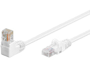 UTP netværkskabel - CAT5E, 2xRJ45, 1x90°, Hvid (2m)