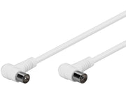 Antennekabel - 90° COAX han/hun, RG59 CSS, Hvid (3,5m)
