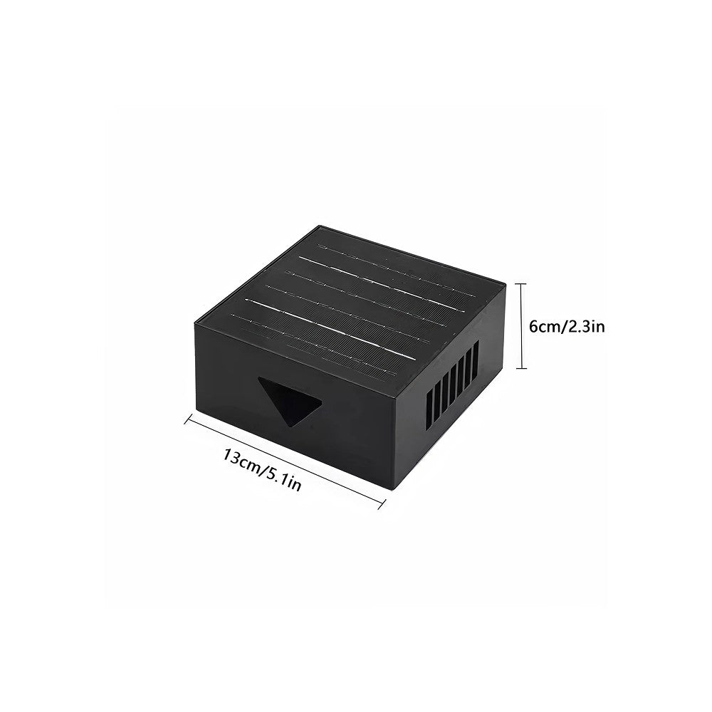 Solcelle sensor væglampe - Sort, roterbar, firkantet, skumringssensor, IP54, 3W, energibesparende