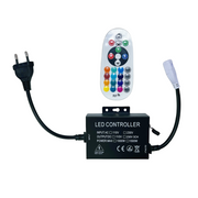 RGB 16x16 Neon flex kontroller med fjernbetjening og memory funktion (230V) - Radiostyret op til 100m, inkl. endeprop