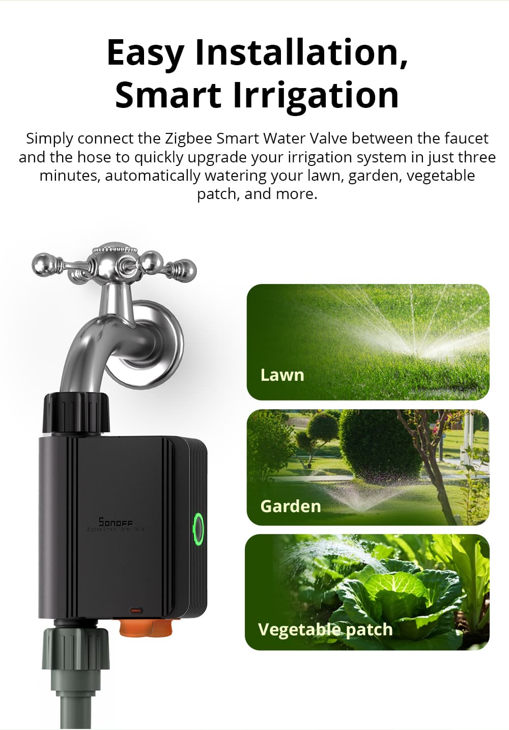 SWV-BSP ZigBee 3.0 automatisk vandingsventil - 3/4" kobling
