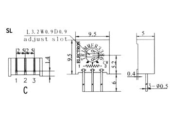 CERMET Trimmepotmeter - Single turn, 10kOhm, 500mW