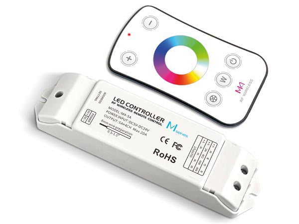 Farvestyring til RGBW LED strips - Inkl. fjernbetjening