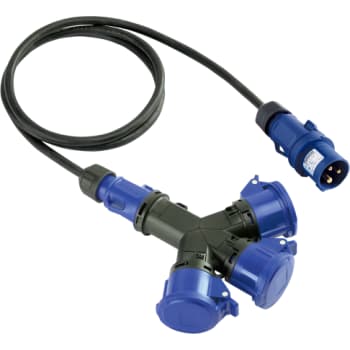 CEE Fordeler med 2m kabel 2P+J  230V 16A IP54