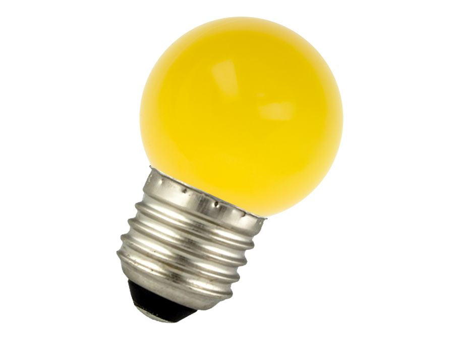 G45 LED pære - 240VAC 1W, E27 sokkel, Gul (IP44)