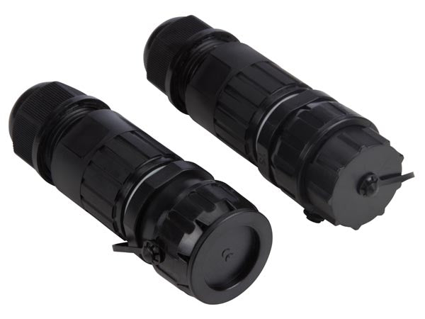 Udendørs kabelsamle-stiksæt - 4pol han/hun, Vandtæt (IP68)