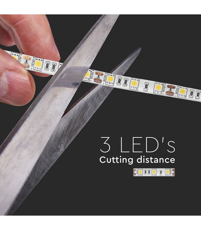 10,8W/m LED bånd 4500K, Dags hvid, 5 meter, 12V