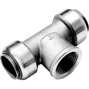 Roth tee 22 mm x 1/2" x 22 mm, indstikfittings i rustfri stål