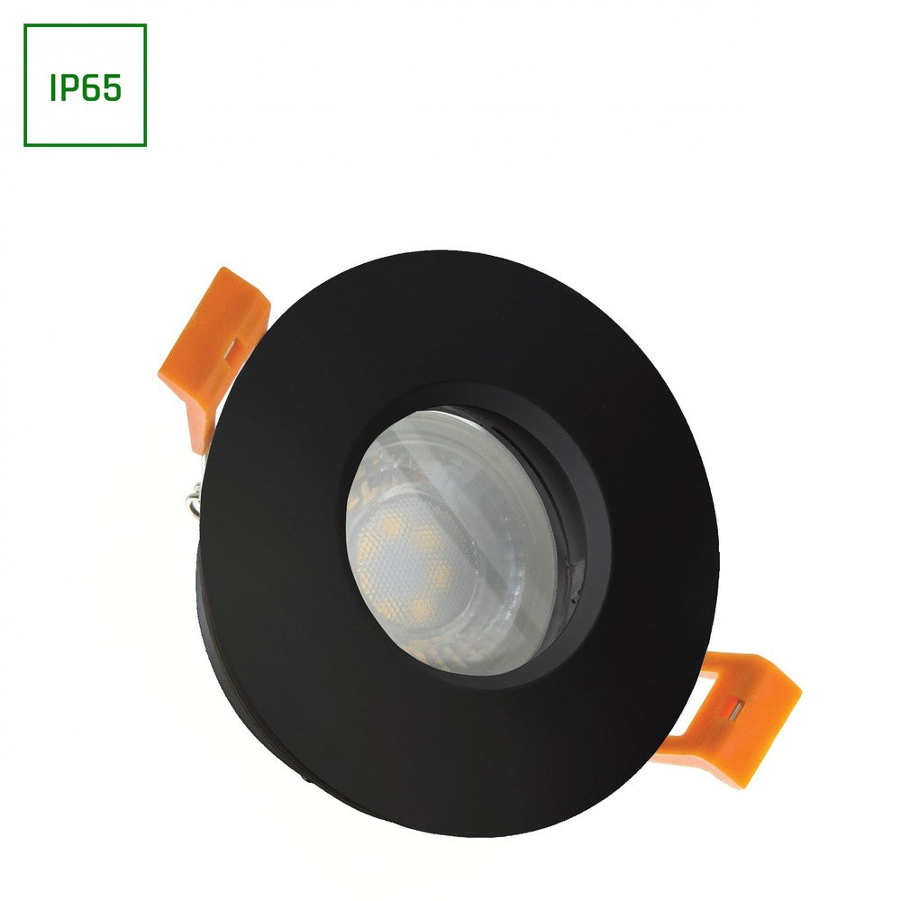 LED Armatur Fiale IV GU10 Rund Sort - IP65 (Uden Lyskilde) - 230V - Vejr- og vandtæt udendørs lampe til montering
