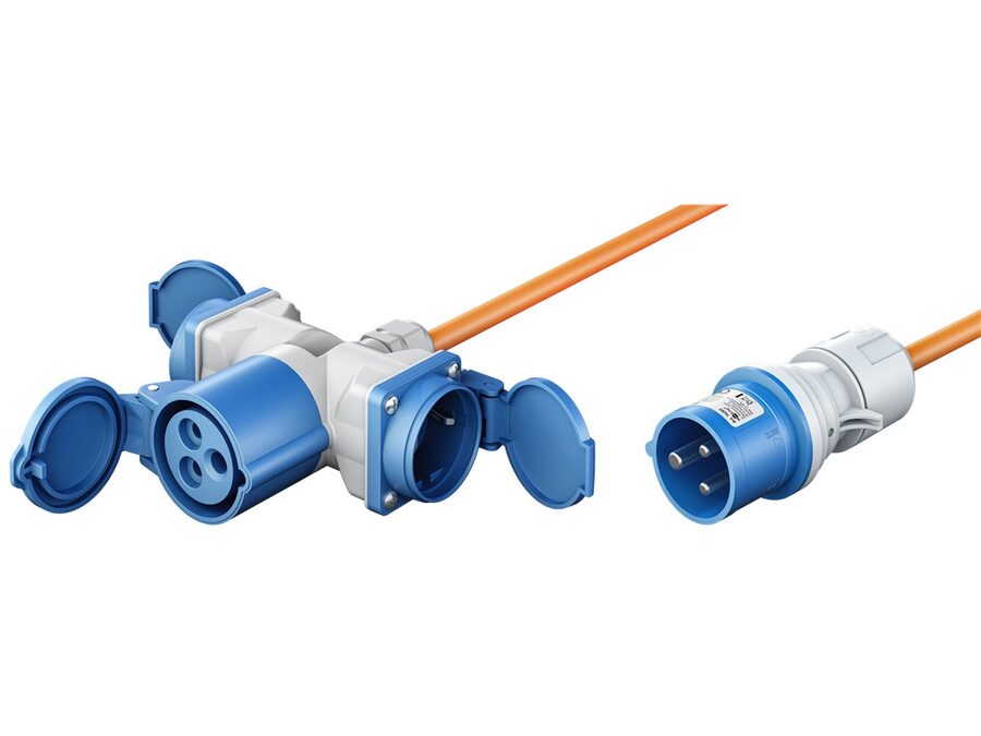 CEE adapterkabel - 3P han til 3P hun + 2 x Jord (1,5m)