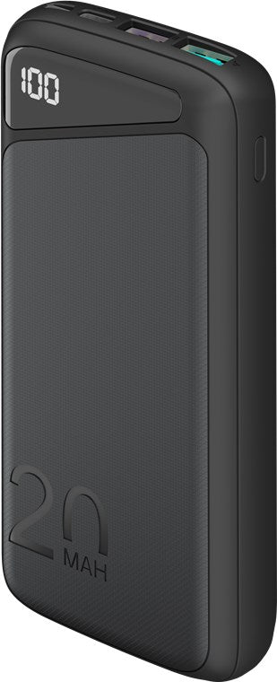 Powerbank m. LED display - USB-C PD, QC, 5V 5A, 20.000mAh