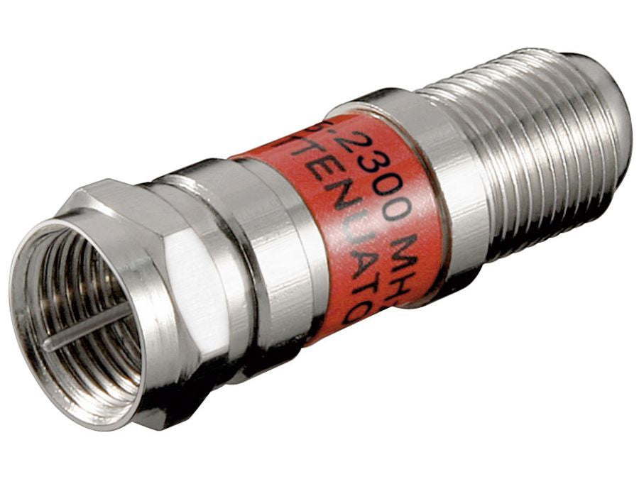 Antennesignal dæmpeled - 10dB, F han til F hun, 75ohm