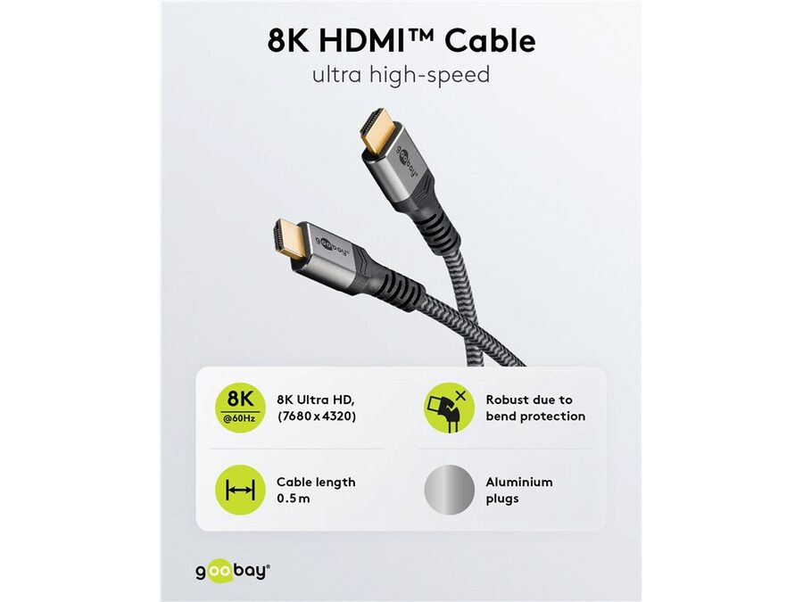 Ultra High Speed HDMI 2.1 Kabel - 8K/60Hz - Grå (1m)