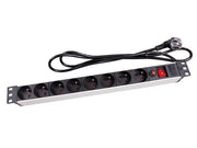 PDU stikdåse til 19" rack - 8 x Pin-jord, m. afbryder