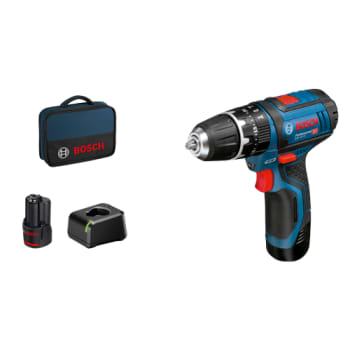 Bosch slagboremaskine GSB 12V-15, 2 x 12 V/ 2,0 Ah, Bag