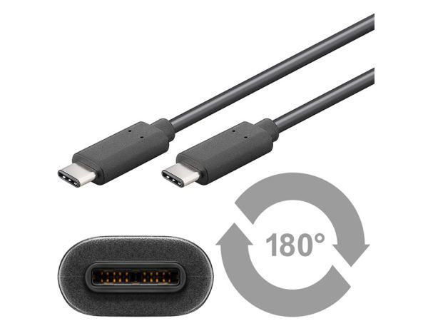 USB 3.1 SuperSpeed kabel - 2 x USB-C han (3A), Sort (2m)