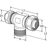 22 mm x 1/2" Pex tee