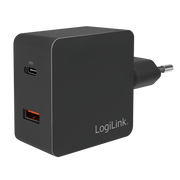 USB netadapter - 1xUSB-C PD (18W) + 1xUSB-A, Sort (3A)