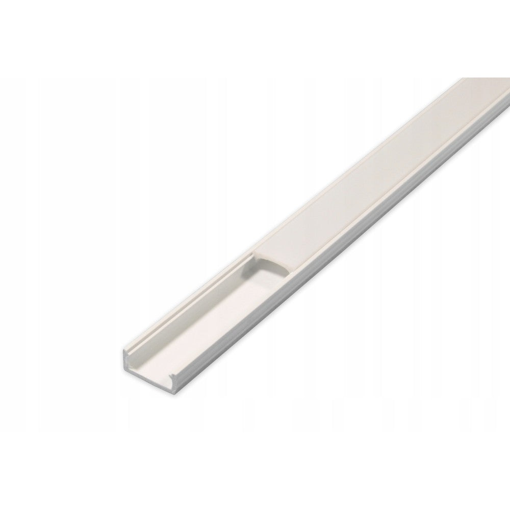 PVC profil til LED strip - 2 meter, hvid, med mælkehvidt cover